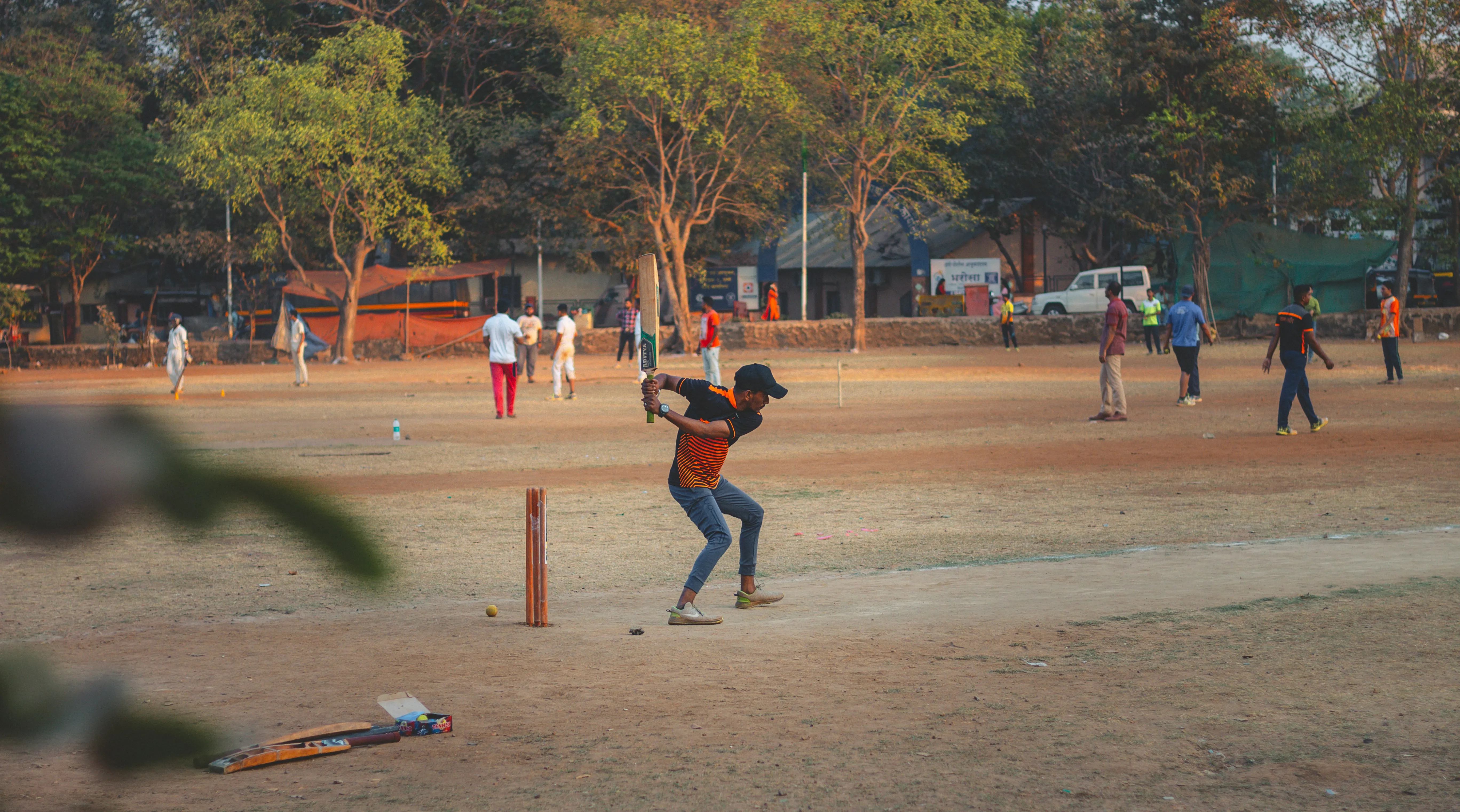 Cricket player in action